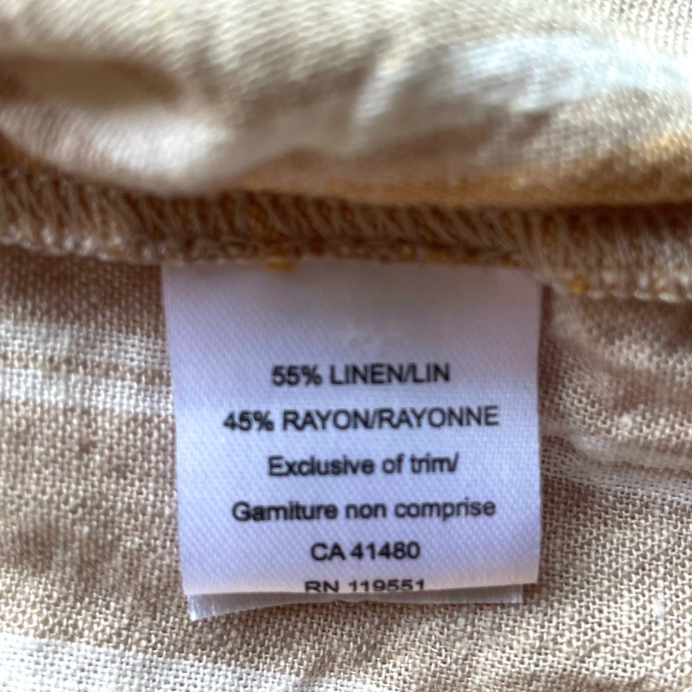 gentle fawn linen  blend Striped Tan and White top  Shirt - Picture 4 of 6